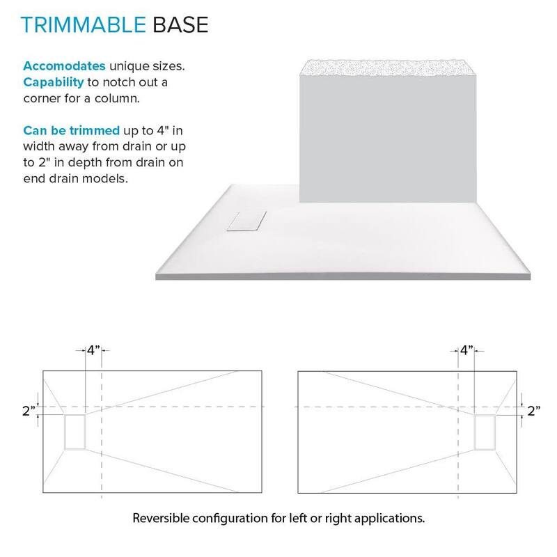 Transolid FZSDT7236 70-7/8" x 36-1/2" Rectangular Shower Base with