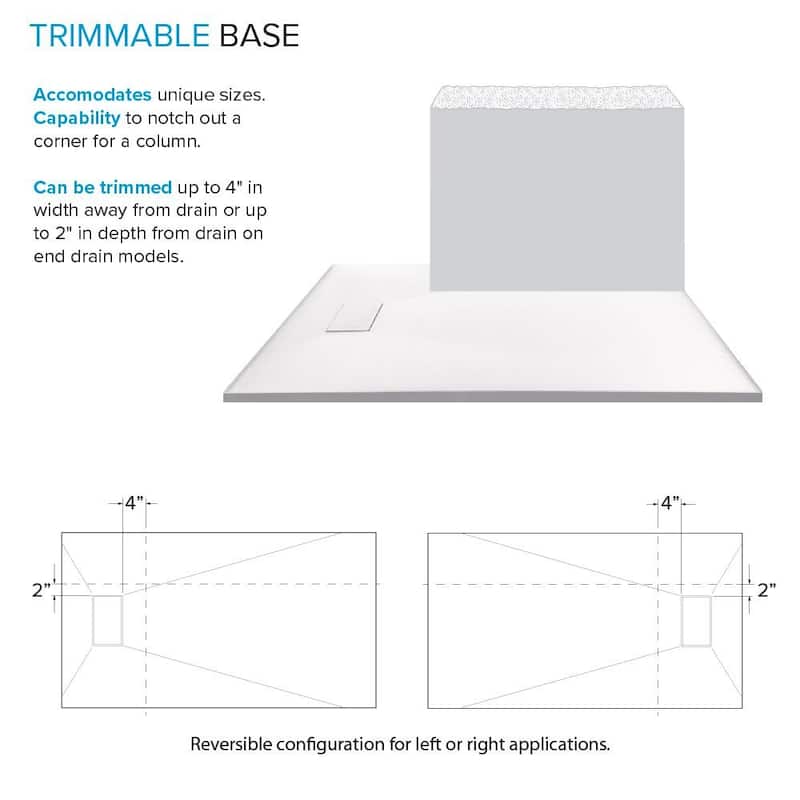 Transolid FZSDTR6336 63" x 36-1/2" Rectangular Shower Base with Double