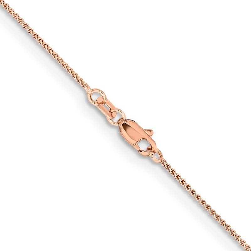 Curata 14k Rose Gold 10" 1.0mm Spiga Wheat Chain Anklet (Lobster-claw)