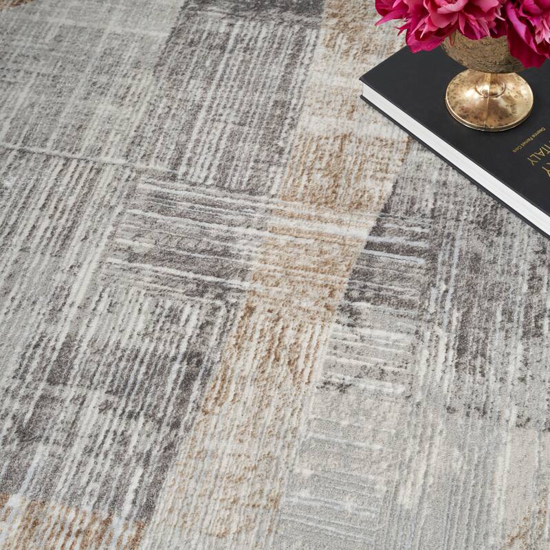 Inspire Me! Home Décor Iliana Indoor only Grey Abstract Area Rug