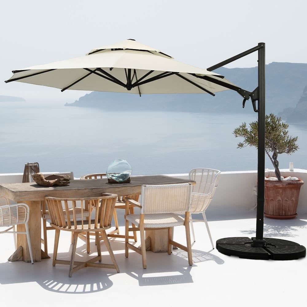 Autlaycil 10FT Cantilever Patio Umbrella with Base Included 360 Rotation Large Offset Hanging Outdoor Shade
