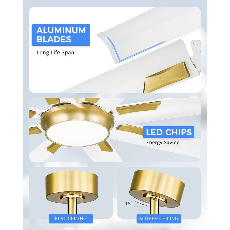 72/84/96 inch Aluminum Industrial Ceiling Fan with Integrated LED