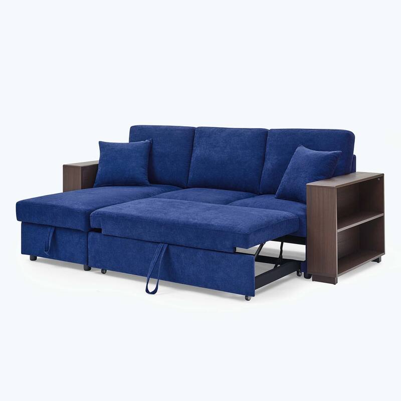 Classic and Cozy L-shape Pull-out Sleeper Sectional Sofa