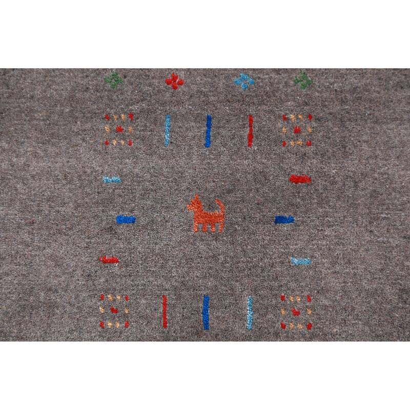 Gabbeh Indian Area Rug Hand-Knotted Wool Carpet - 7'10" x 9'9"