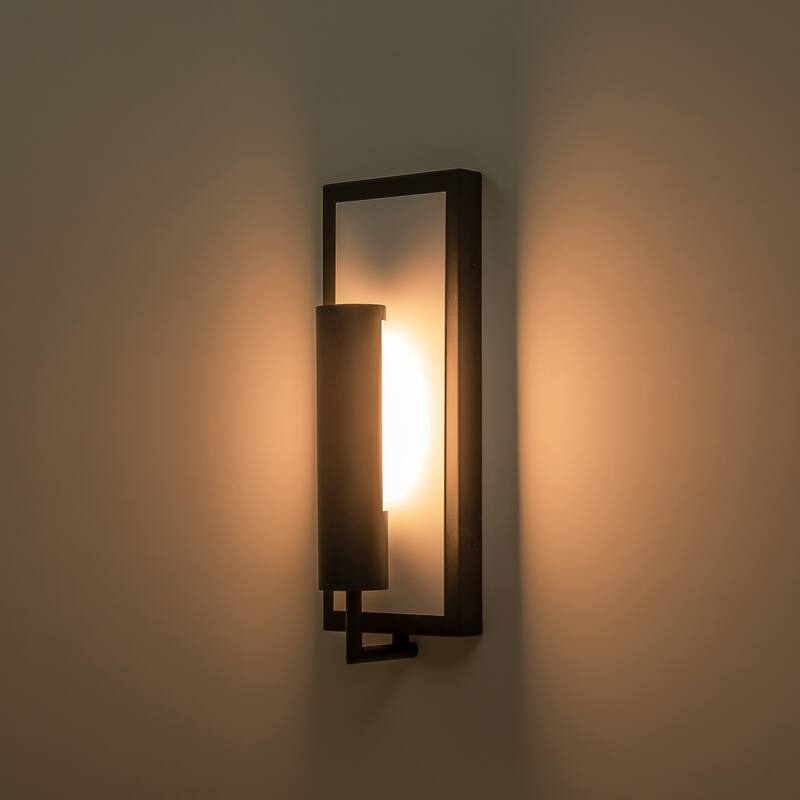 1-Light Modern Black Wall Lights Rectangular Integrated LED Outdoor Wall Sconce Lantern Light - 5 in. W x 13.9 in. H x 3.5 in. D