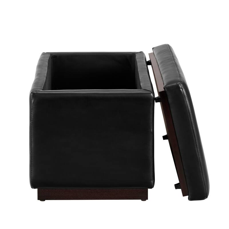 Rue Faux Leather Rectangle Storage Ottoman
