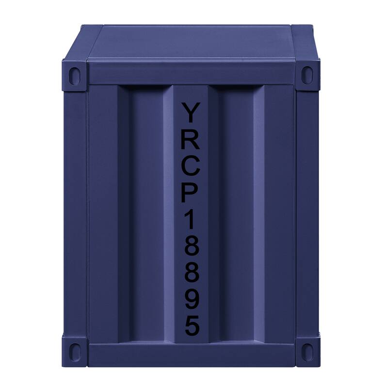 Rectangle Dark Blue Nightstand with 2 Open Shelf