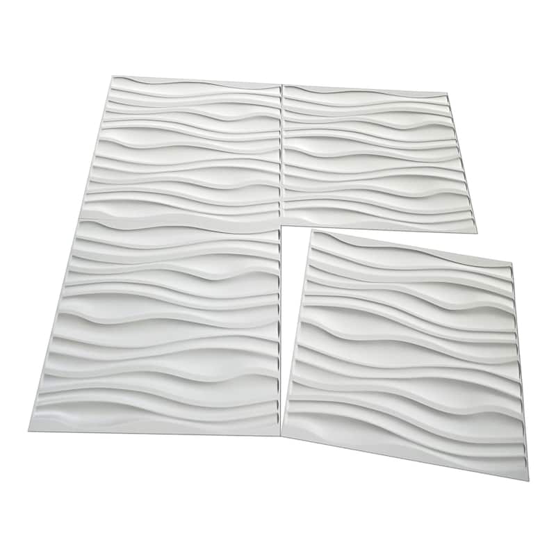 Art3d PVC Wave Board Textured 3D Wall Panels,19.7" x 19.7" (12 Pack)