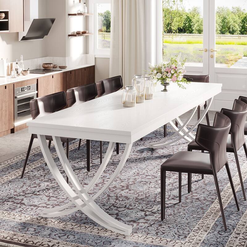 Rectangular Dining Table for 6-8 People, 78 inch Large Wood Kitchen Tables Farmhouse