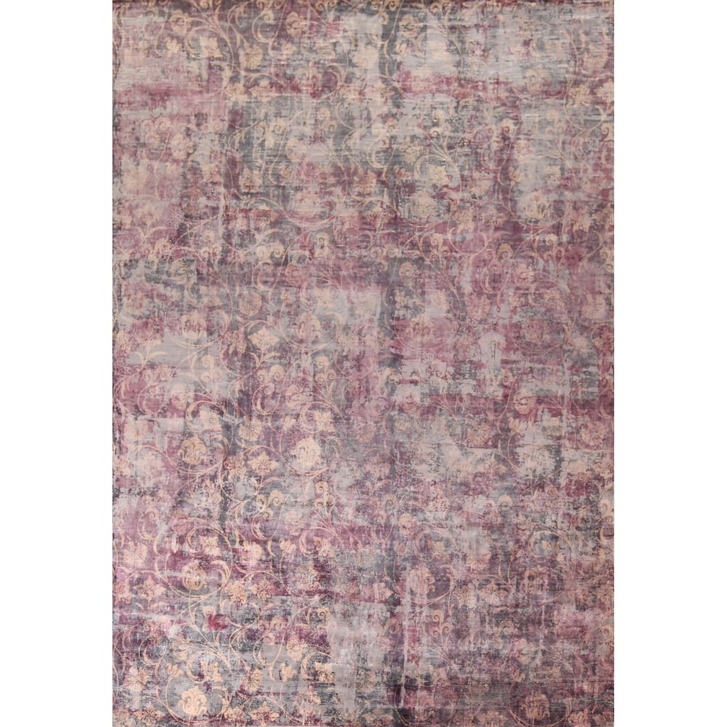 All-Over Abstract Modern Large Area Rug Hand-Knotted Wool Carpet - 11'10"x 15'1"