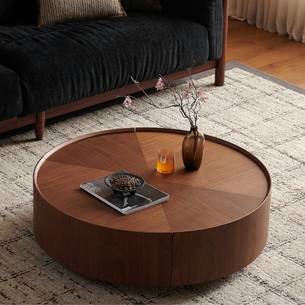39.3-inch coffee tables, suitable for living rooms, walnut material, suitable for bedrooms, living rooms, and offices