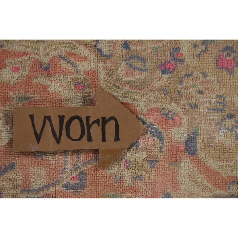 Hand Knotted Oriental 100% Wool Carpet Traditional Floral Coral Mashad Area Rug - 12' 7'' X 9' 3''