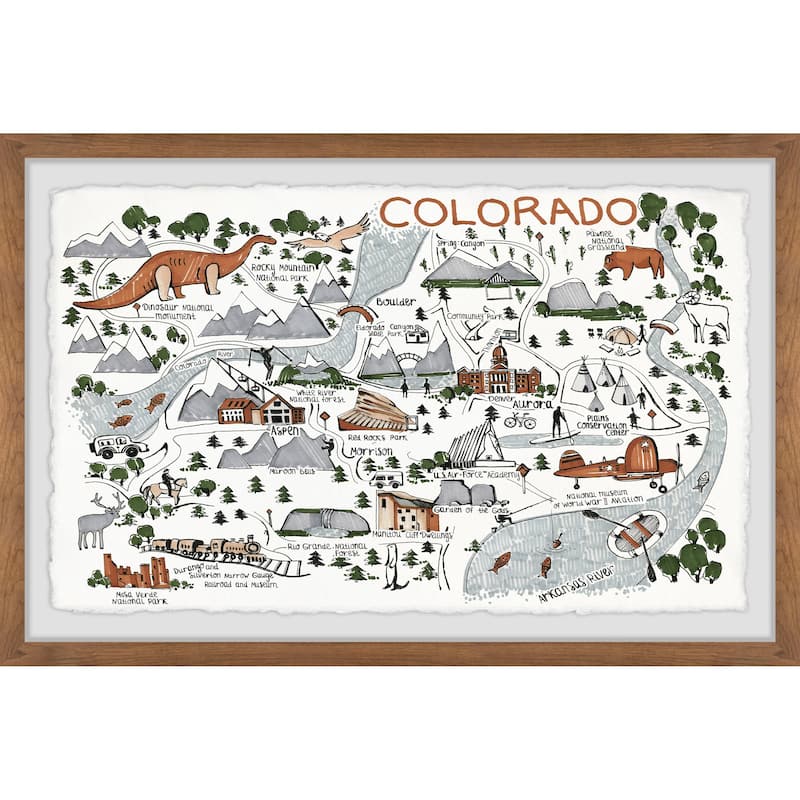 'Colorado Map Destinations IV' Framed Painting Print