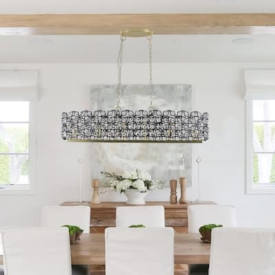 Indoor 6-light Modern Champagne Gold Crystal Chandelier(No Bulbs)