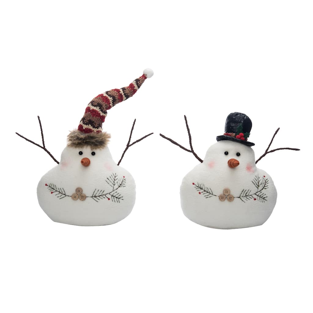 Transpac Plush Melty Snowman Set of 2 Christmas Home Decorations