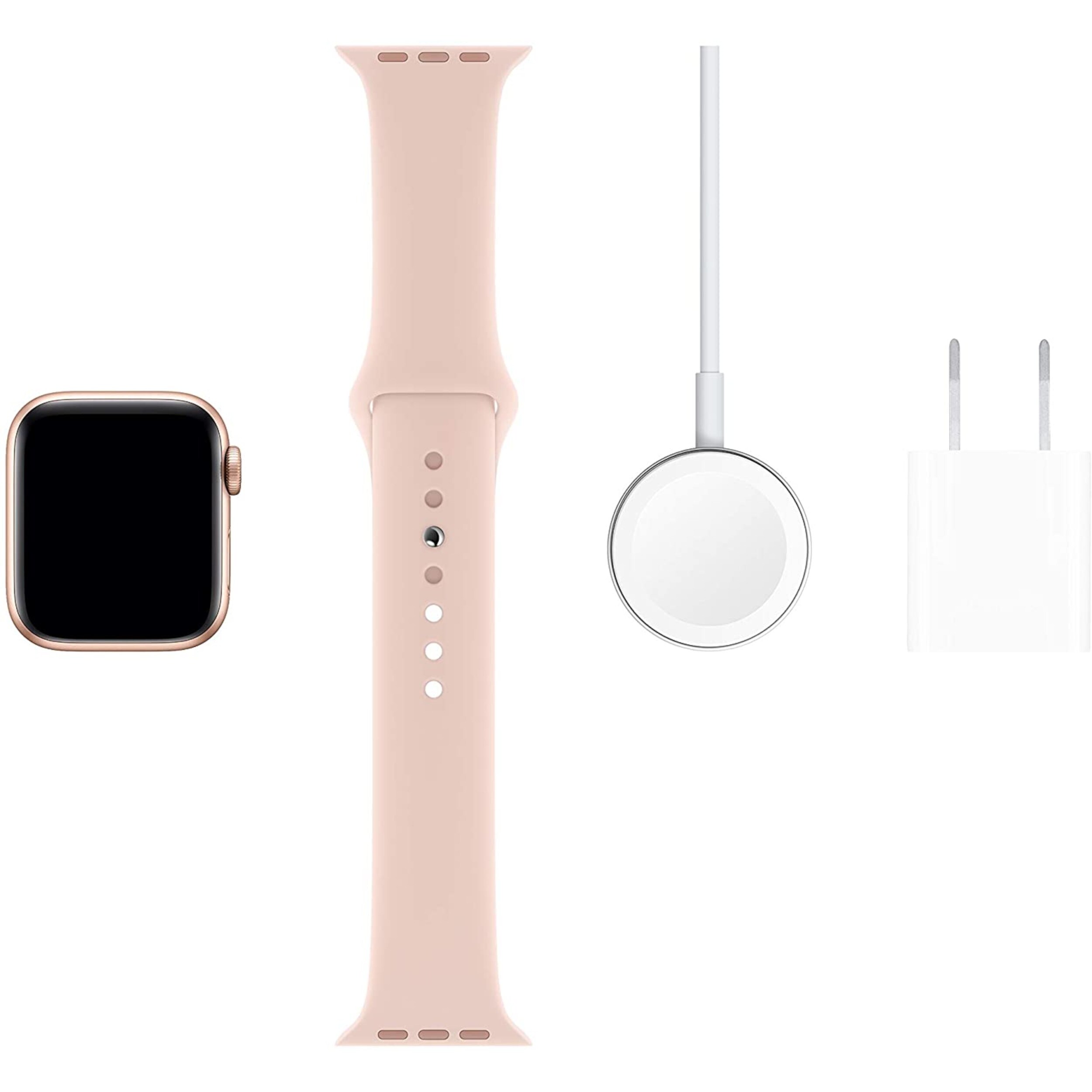 Shop Apple Watch Series 5 44mm Gold Aluminum With Pink Sand Sport Band Gps Overstock 29486925