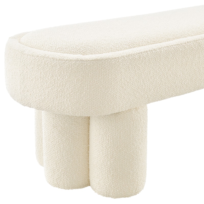 Mossi 52-Inch Oval Boucle Fabric Bench
