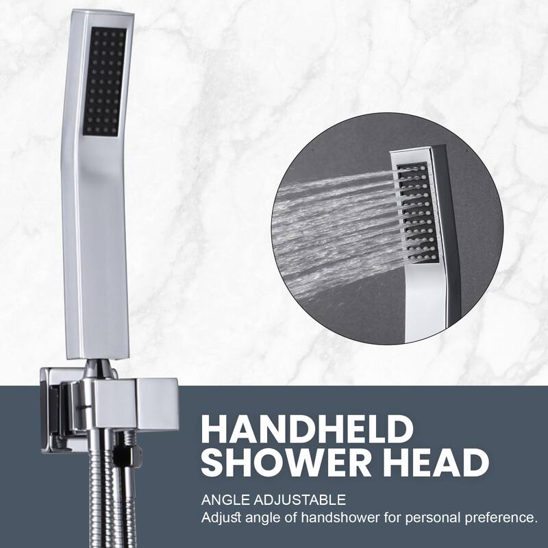 WOWOW 10 in. Square Shower Head 2-Spray Shower Faucet with Single Handle - 10 in.