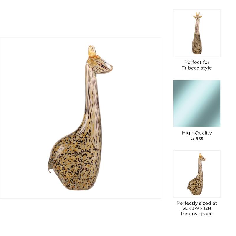 Handcrafted Glass Giraffe Sculpture with Sleek Modern Design