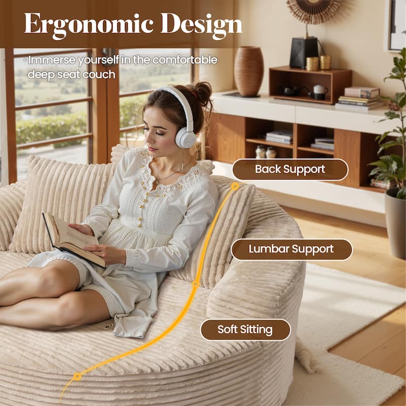 HOOOWOOO Modern Plush Fabric Floor Sofa Couch