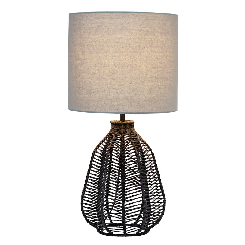 21 in. Coastal Paper Rope Rattan Table Lamp