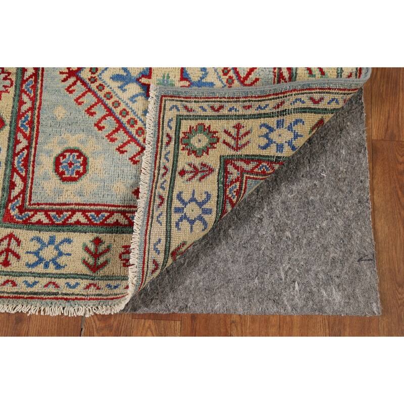 Light Blue Kazak Runner Rug Hand-Knotted Oriental Foyer Wool Carpet - 2'8" x 16'0"