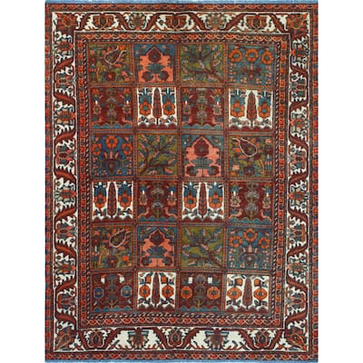 Fine Vintage Bakhtiari Luke Burgundy/Ivory Rug - 5'0" x 6'5"