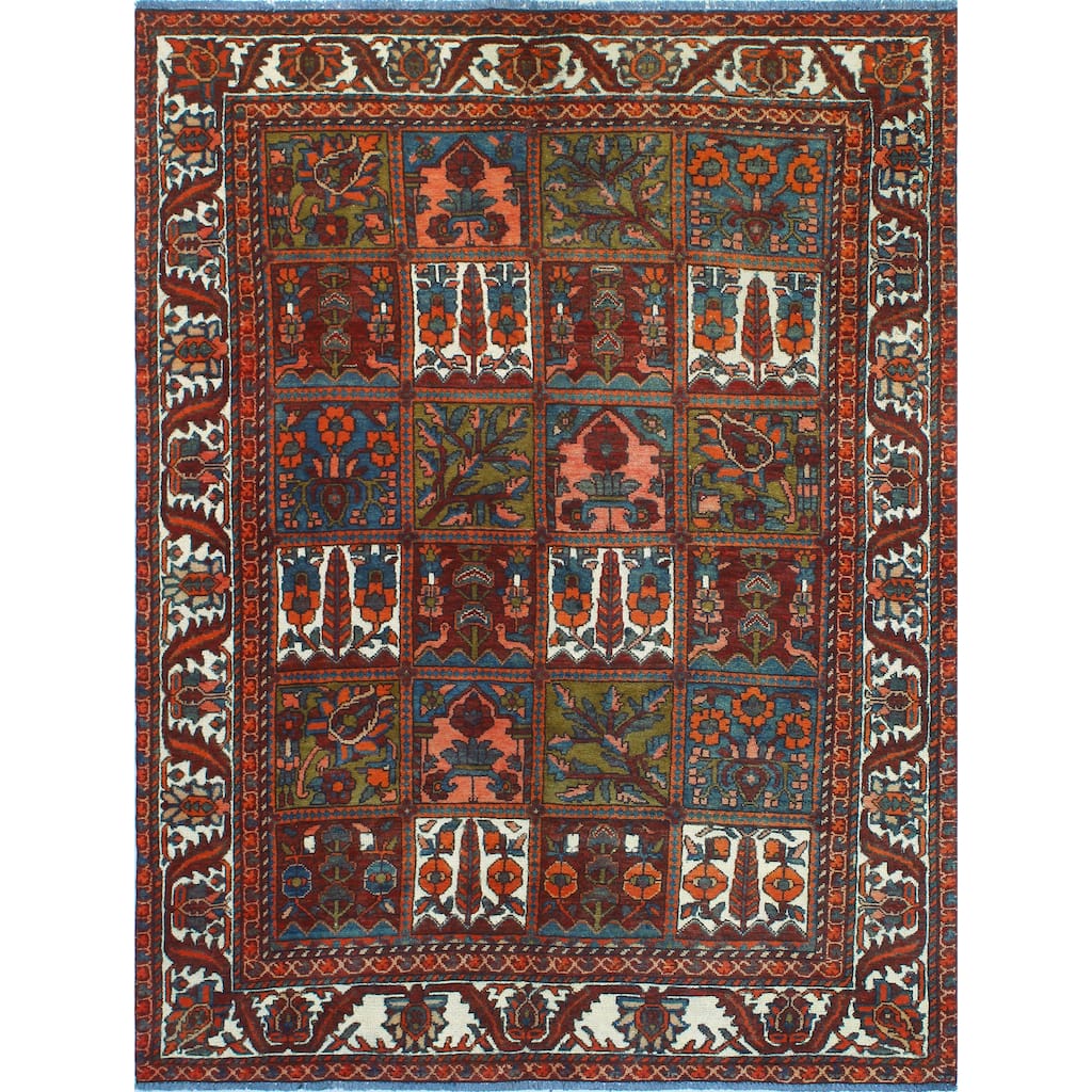 Fine Vintage Bakhtiari Luke Burgundy/Ivory Rug - 5'0" x 6'5"