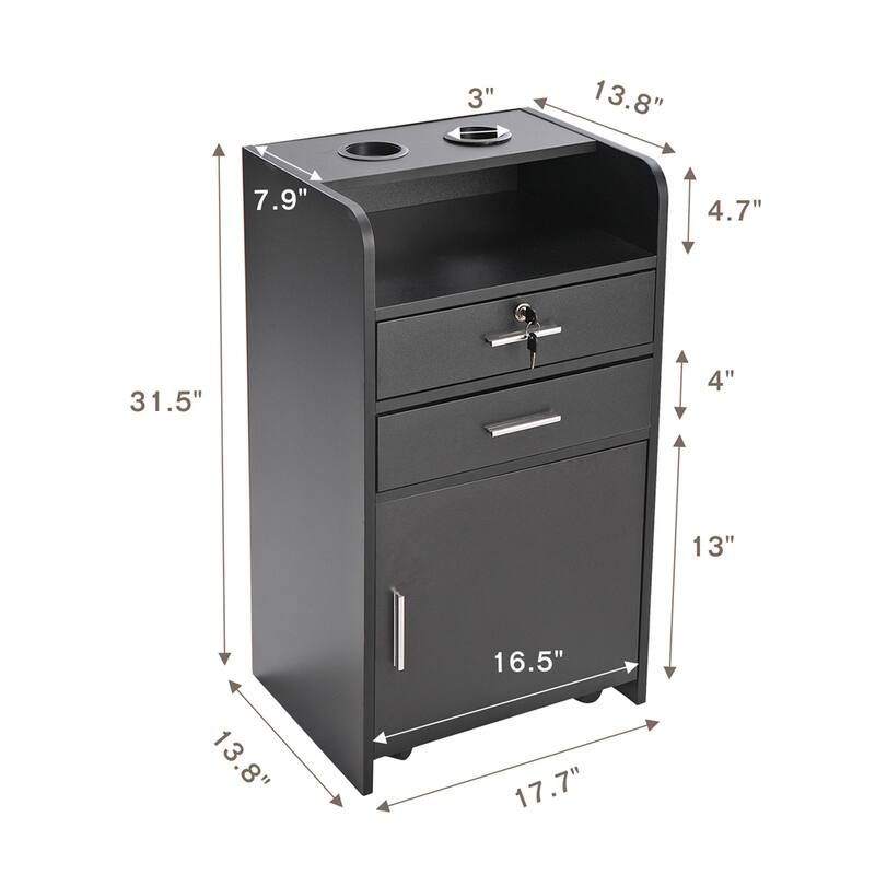 Salon Beauty Cabinet,3-Layer Rolling Trolley w/Storage Drawer,Wheels