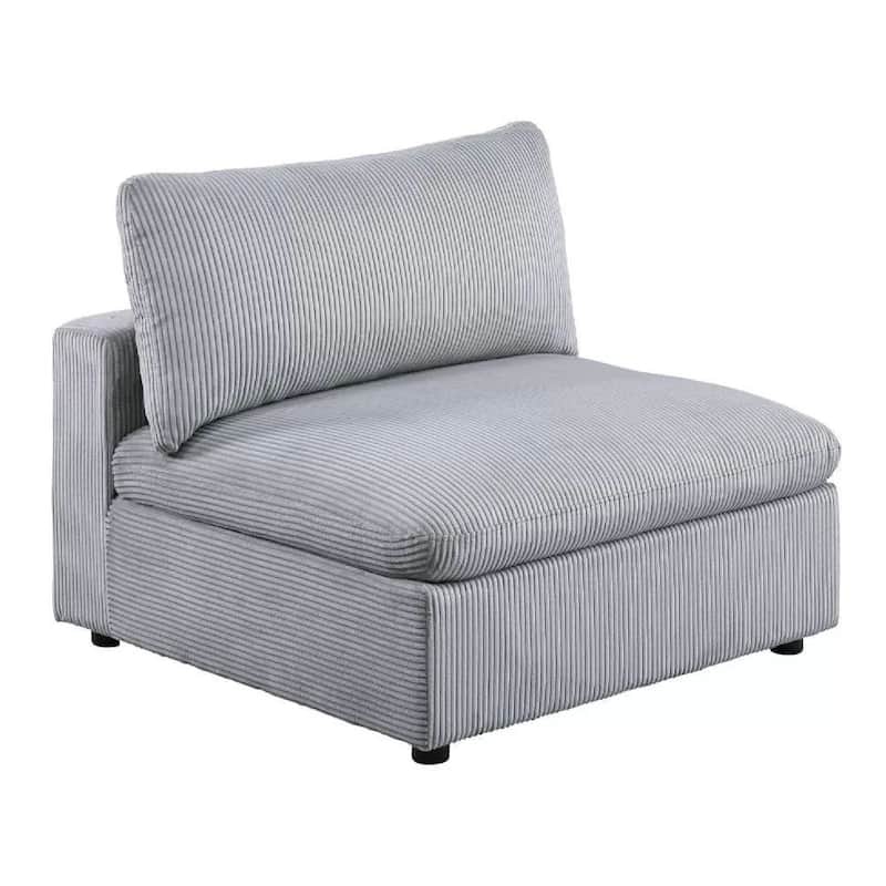 Nolan Armless Modular Chair with Square Frame, Light Gray Corduroy