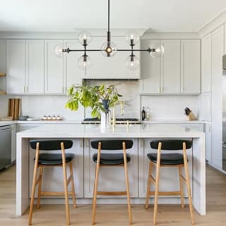 Mid-Century 8-Light Clear Glass Globe Sputnik Island Chandelier