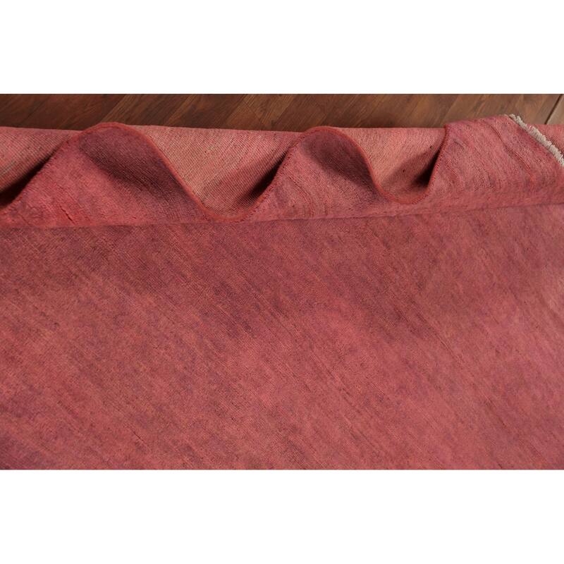 Modern Pink Gabbeh Oriental Area Rug Handmade Wool Carpet - 6'7" x 9'9"