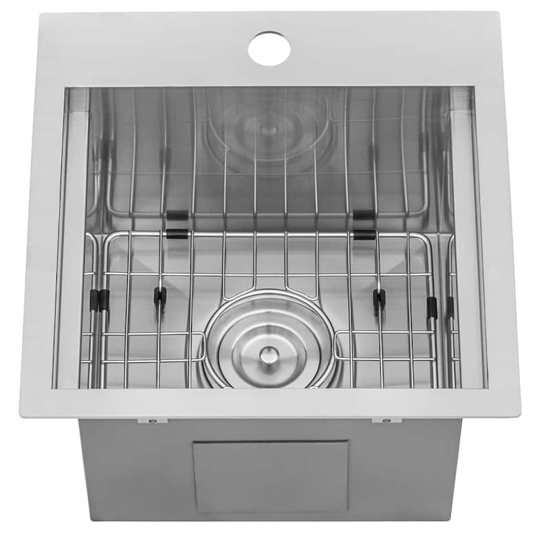 Ruvati 15 x 15 inch Marine Grade T-316 Workstation Topmount RV Boat Outdoor Sink Stainless Steel - - 15" X 15" - 15" X 15"