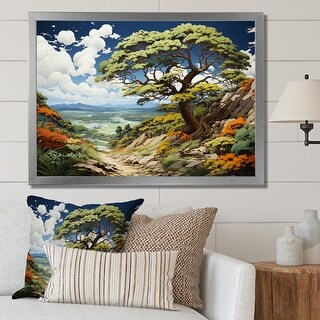 Designart "Proud Pine Tree III" Floral Framed Wall Art Prints - Bed ...