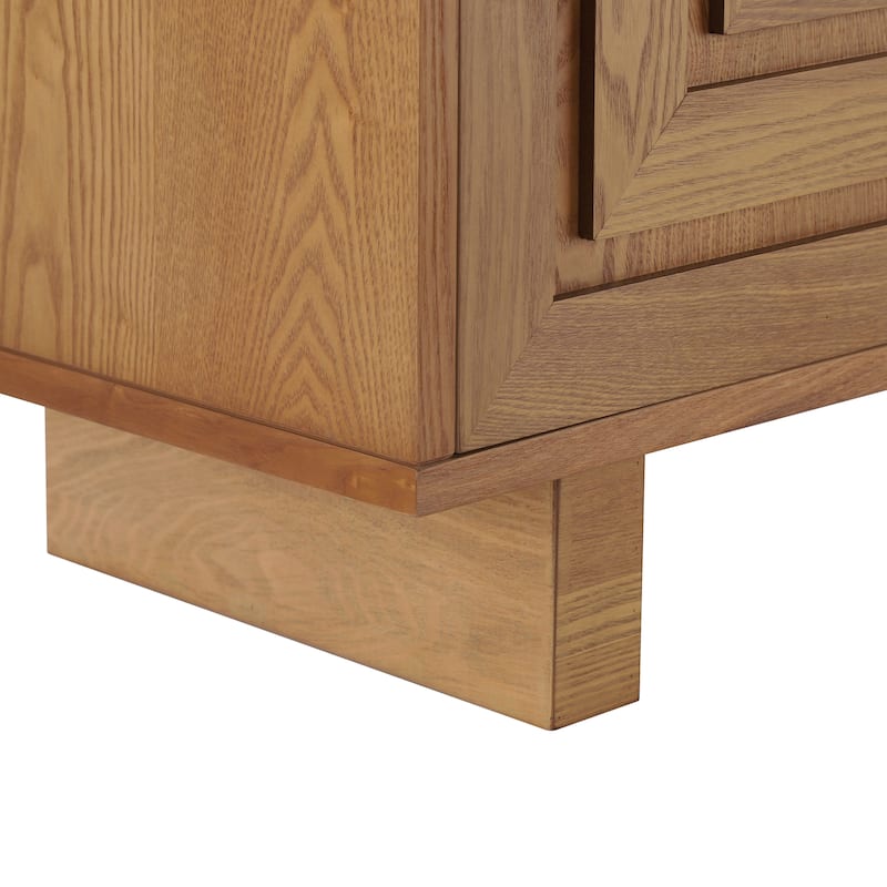Christopher Knight Home - Lyra 59" Modern Sideboard Storage Cabinet with 4 Doors - Ash Veneer & MDF with Metal Handles