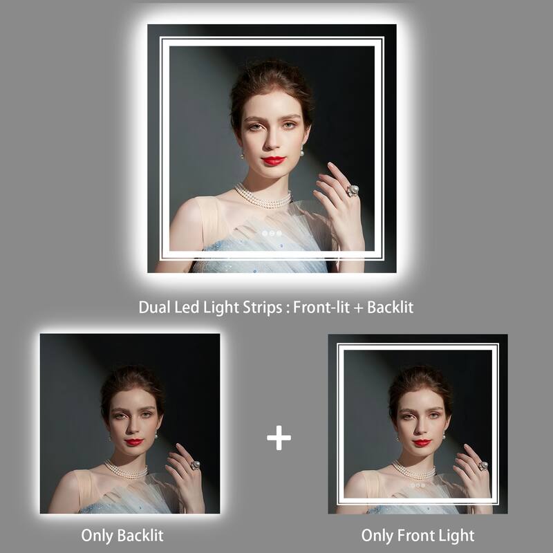 LUVODI LED Bathroom Mirror with Lights Anti-Fog Dimmable Illuminated - 32" x 32"