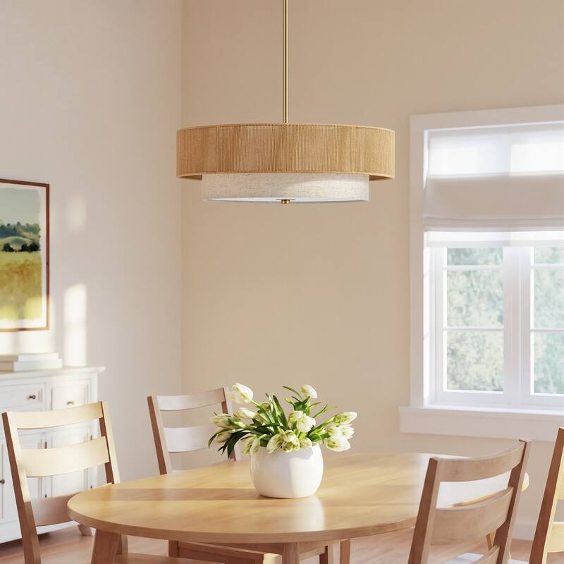 CO-Z 18 in 4-Light Dimmable Semi Flush Mount Fabric Ceiling Light Pendant - 18"