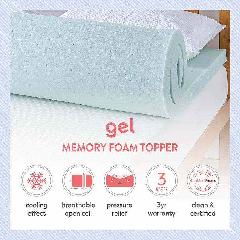 2 Inch Ventilated Gel Memory Foam Mattress Topper
