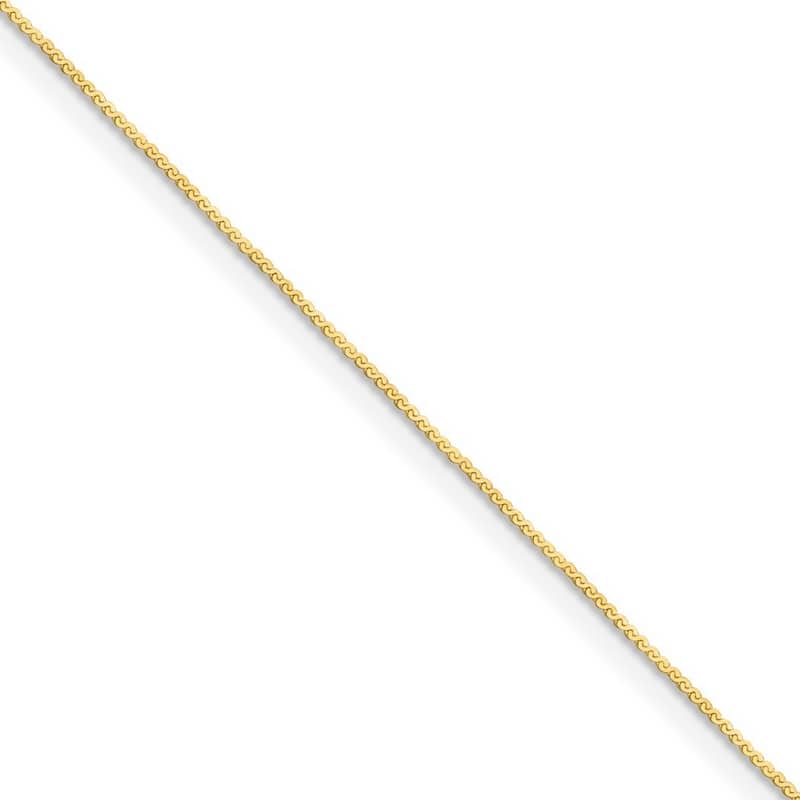 Curata 14k Yellow Gold 0.8mm Serpentina Chain Necklace (Spring-ring)