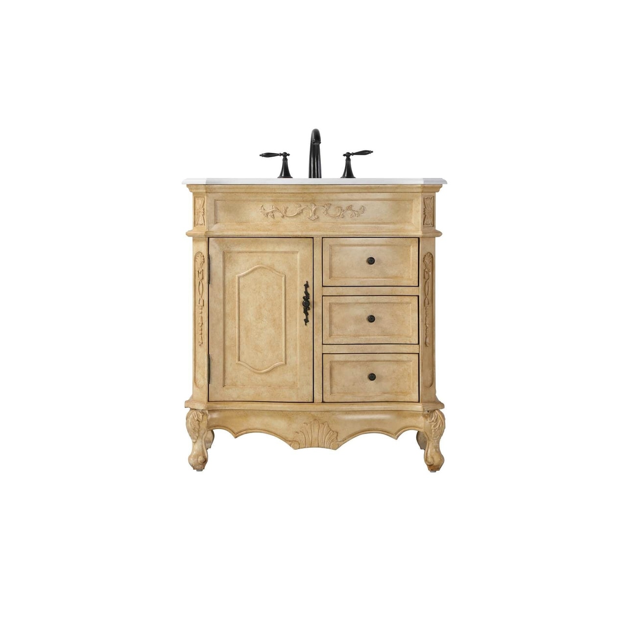 Seraphina Single Bathroom vanity with ivory white engineered marble (32-36 inch)
