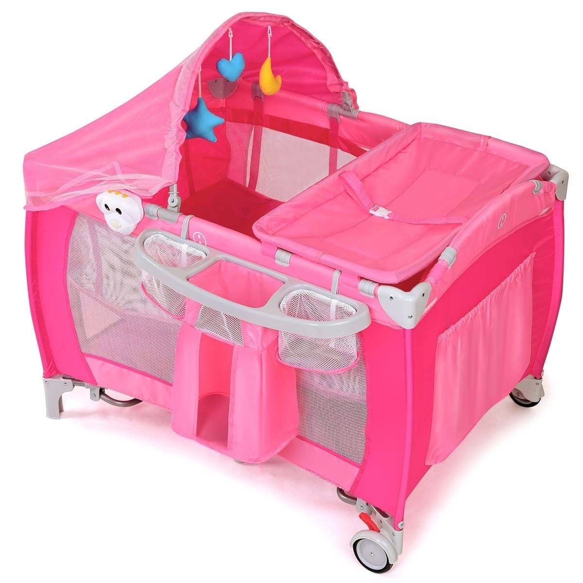 pink and grey playpen