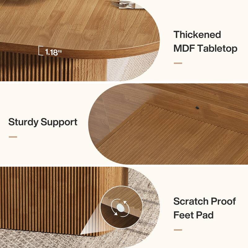 47.24" Oval Dining Table for 4, Rustic Wood Kitchen Table - N/A