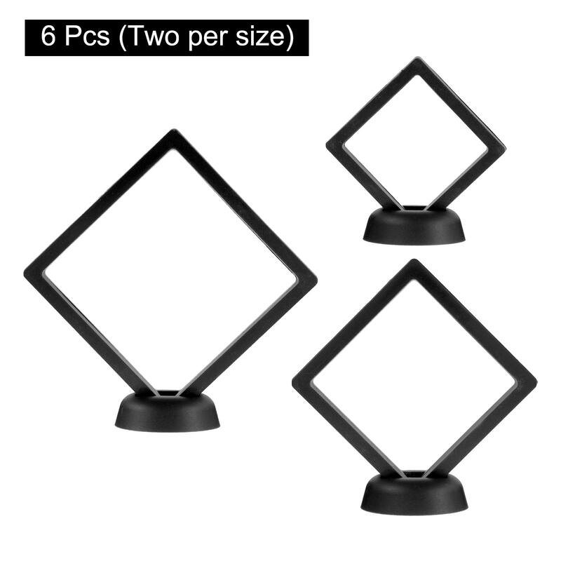3 Size 3D Floating Display Case, Display Holder Jewelry Storage 6Pcs