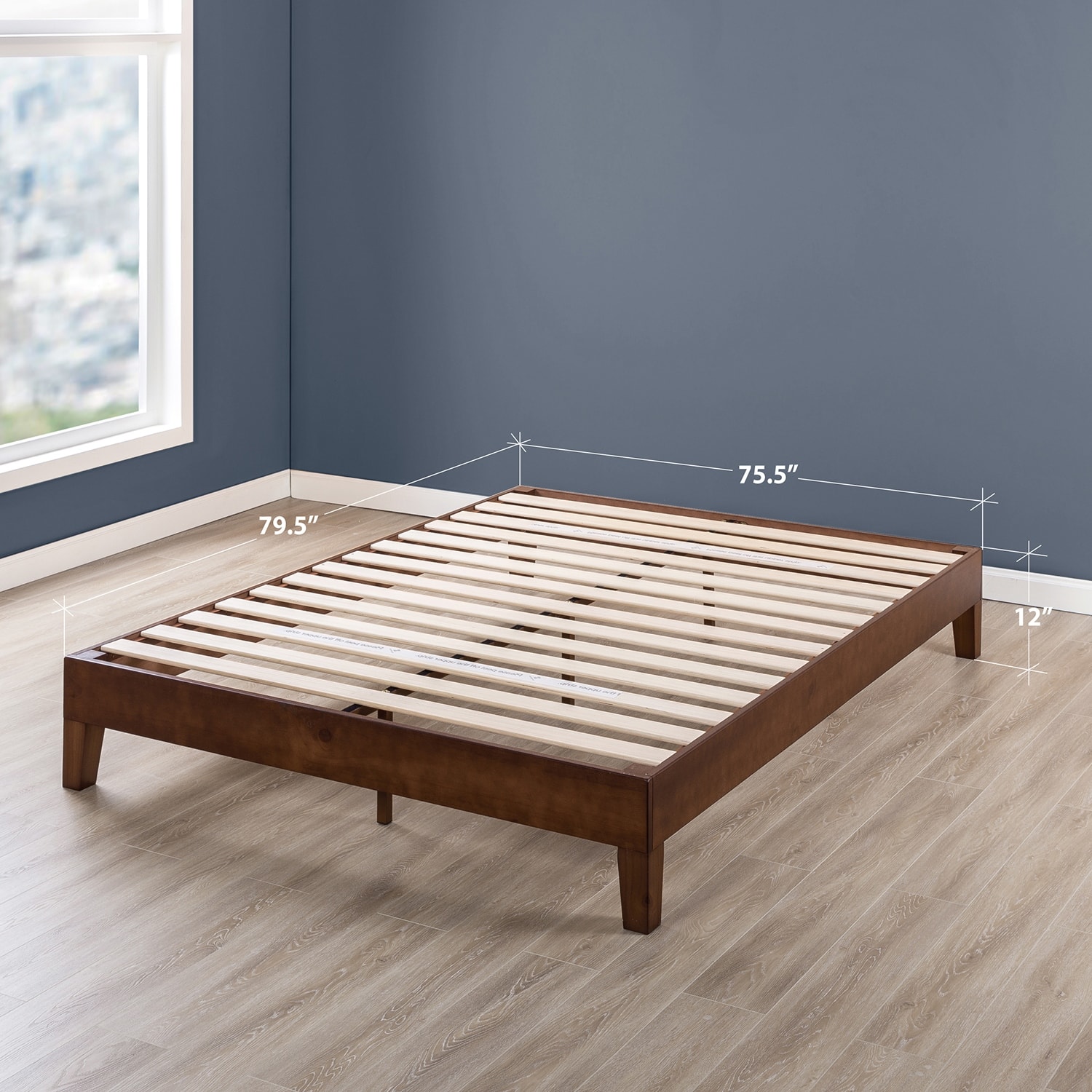Grand Solid Wood 12inch Platform Bed Frame by Crown Comfort On Sale