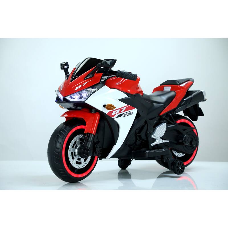 Kids 12V Ride-On Motorcycle with Manual Throttle & Foot Brake, Ideal Holiday Present - Red