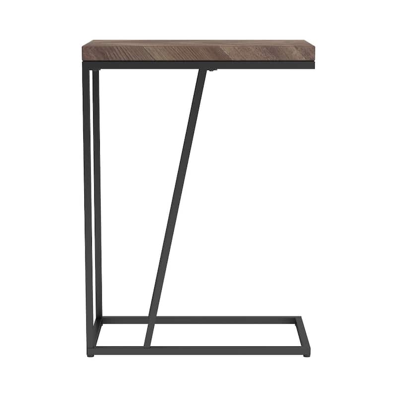 18 in. Brown and Gray Rectangle Wood End Table, Sturdy Build End Side Table for Living Rooms