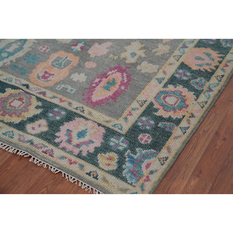 Oushak Style Area Rug Hand-Knotted Wool Carpet - 5'0" x 8'1"