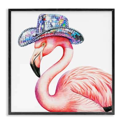 Stupell Disco Hat on Flamingo Framed Giclee Art Design By Amanda Greenwood