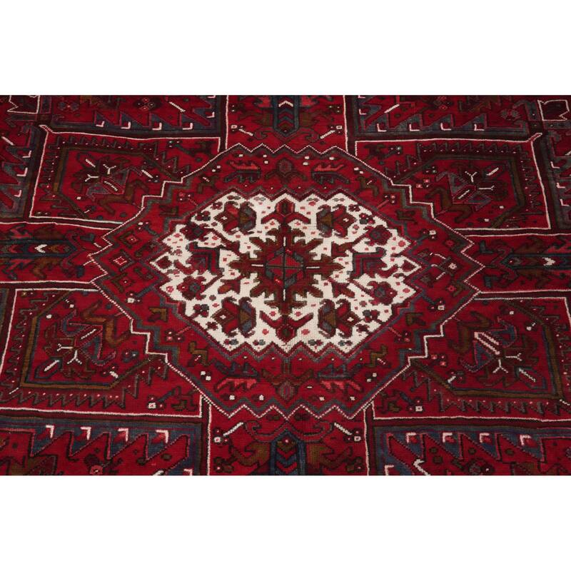 Hand Knotted Oriental 100% Wool Carpet Traditional Medallion Red Heriz Area Rug - 13' 3'' X 9' 10''