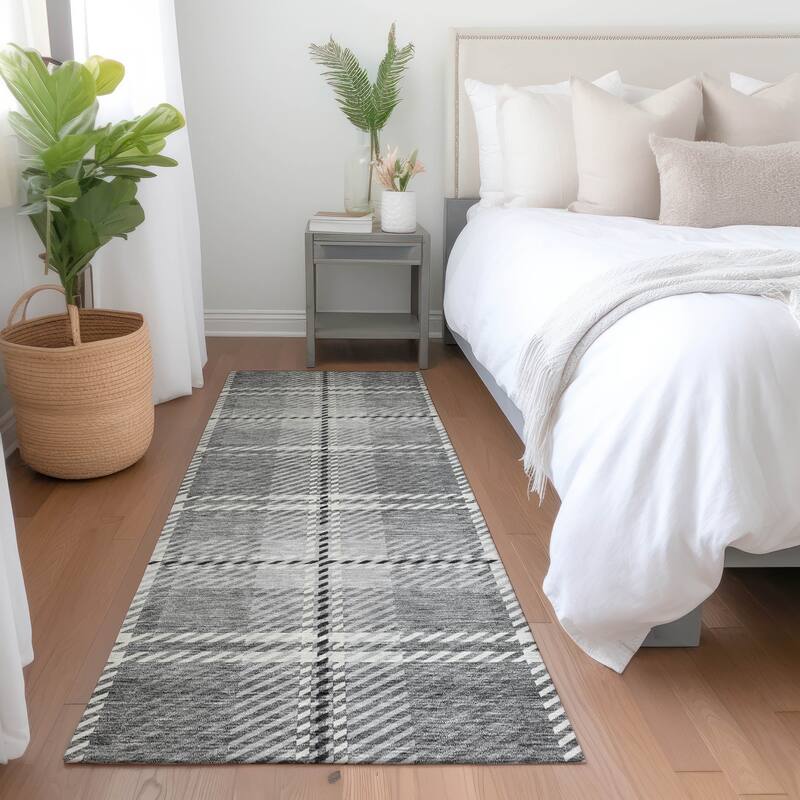 Premium Washable Super Soft Plaid Mayfield Rug - Gray - 2'3" x 7'6"